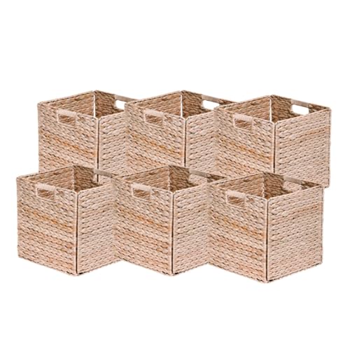 Box and beyond - Aufbewahrungskörbe - Aufbewahrungsboxen - Naturmaterial - Korb für Kleidung, Spielzeug oder Geschäfte - 2 Griffe - 31 x 31 x 31 cm (Wasserhyazinthe) (6) von Box and Beyond