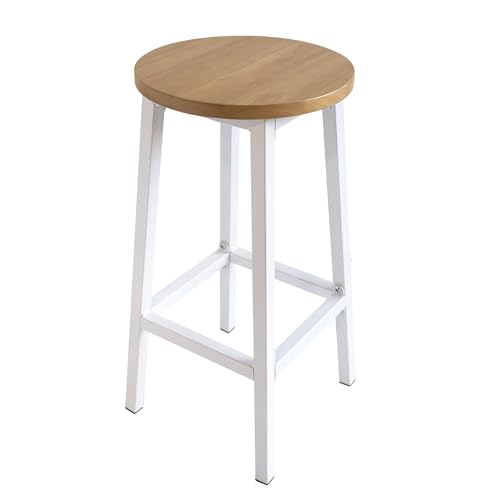 Box and beyond - Barhocker ohne Rückenlehne – Höhe 65 x 32 cm – Hocker Eiche hell & weiß – Fußstütze – Küche, Bar, Esszimmer – hoher Sitz, 2 Stück von Box and Beyond