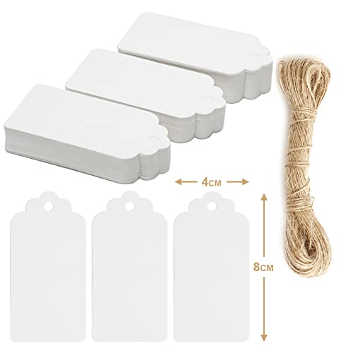 Box.it.pack.it Geschenkanhänger aus Kraftpapier, weiß, gewellt, 8 x 4 cm, 100 Stück mit Schnur Box.it.pack.it Geschenkanhänger aus Kraftpapier, weiß, gewellt, 8 x 4 cm, 100 Stück mit Schnur von Box.it.pack.it