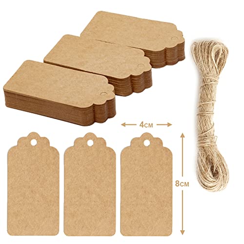 Box.it.pack.it Geschenkanhänger aus Kraftpapier, braun, gewellt, 8 x 4 cm, 100 Stück mit Schnur Box.it.pack.it Geschenkanhänger aus Kraftpapier, braun, gewellt, 8 x 4 cm, 100 Stück mit Schnur von Box.it.pack.it