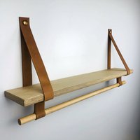 Lederregalhalterungen Mit Stangenhalter, Wandaufhängungsriemen Für Schwimmendes Regal von BoxWoodStore