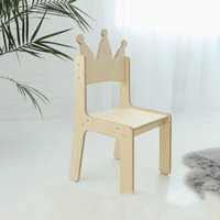 Prinzessin Krone Stuhl Für Mädchenzimmer Holz Kinderstuhl Personalisierter Kleinkind Montessori Möbelstuhl von BoxWoodStore