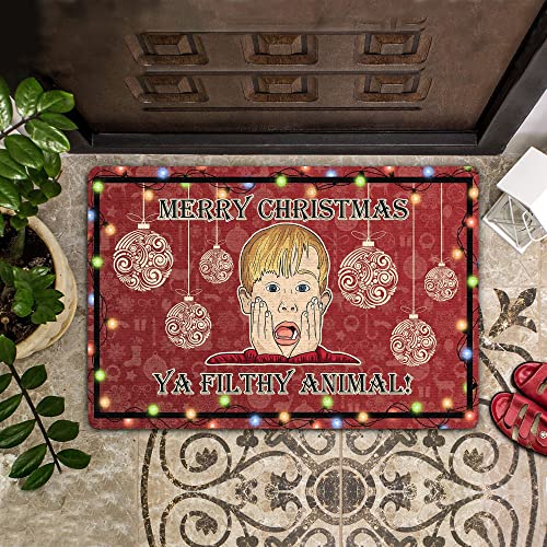 Boxbit fußmatte innen außen fussmatte Fußmatte mit rotem Thema „Merry Christmas Ya Filthy Animal“. deko Wohnzimmer Zimmer deko von Boxbit
