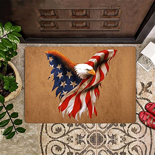 Boxbit Fußmatte innen außen Power Eagle Fußmatte mit USA-Flagge deko Wohnzimmer Zimmer deko 40x60cm, 50x80cm, 60x90cm blau von Boxbit