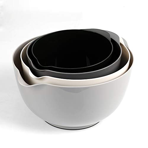 BoxedHome Mixing Bowl Grau Set Rührschüssel Set Kunststoff Salatschüssel rutschfest stapelbar Servierschalen für Küche Rührschüssel-Set 4-teiliges Wiederverwendbare Rührschüssel von BoxedHome