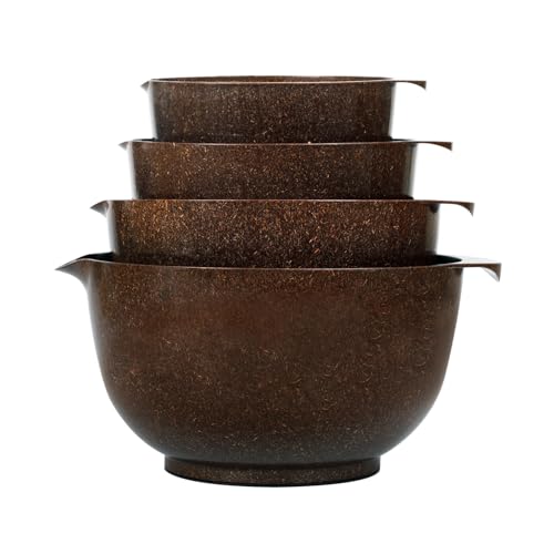 BoxedHome Mixing Bowl Set Kokosnuss Faser Salatschüsseln Rutschfest Stapelbar Küche Schalen 4 Stück Set Rein natürlich, aus Naturfasern hergestellt von BoxedHome