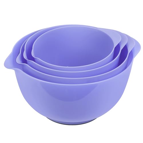 BoxedHome Mixing Bowl Set Rührschüssel Set Kunststoff Salatschüssel rutschfest stapelbar Servierschalen für Küche Rührschüssel-Set 4-teiliges Veilchen Wiederverwendbare Rührschüssel von BoxedHome