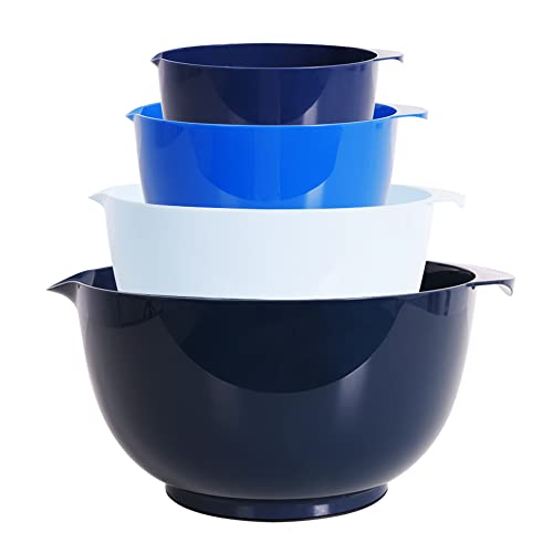 BoxedHome Rührschüssel Set Mixing Bowl Set Kunststoff Salatschüssel rutschfest stapelbar Servierschalen für Küche 4-teiliges Rührschüssel-Set (Blau) von BoxedHome