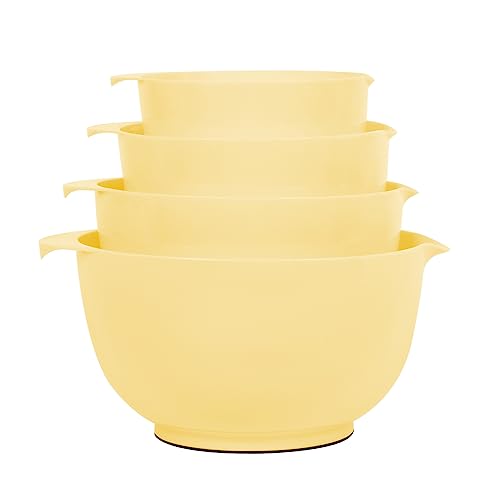 BoxedHome Rührschüssel Set Mixing Bowl Set Kunststoff Salatschüssel rutschfest stapelbar Servierschalen für Küche 4-teiliges Rührschüssel-Set (Gelb) von BoxedHome