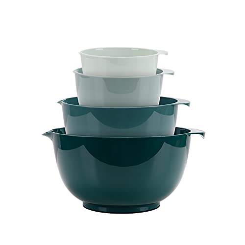 BoxedHome Rührschüssel Set Mixing Bowl Set Kunststoff Salatschüssel rutschfest stapelbar Servierschalen für Küche 4-teiliges Rührschüssel-Set (Grün) von BoxedHome