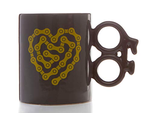 Boxer Gifts Heart Chain Bike Themed Mug | Unique Cycle Shaped Handle | Fun Christmas Birthday Father’s Day Secret Santa Gift for Cyclists, Ceramic, 14 Ounces, Grey von Boxer Gifts