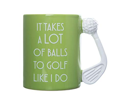 Boxer Gifts It Takes Balls Novelty Gift Mug with Unique Golf Club Handle, Ceramic, MU3044, green von Boxer Gifts