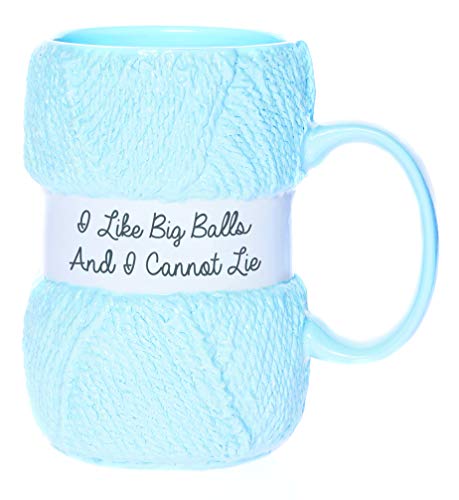 Boxer Gifts Tasse mit Aufschrift I Like Big Balls And I Cannot Lie, Strick-Geschenk-Tasse, Hellblau mit realistischen Garn-Details, tolles Geschenk für Weihnachten, Geburtstag oder Muttertag, 12oz von Boxer Gifts