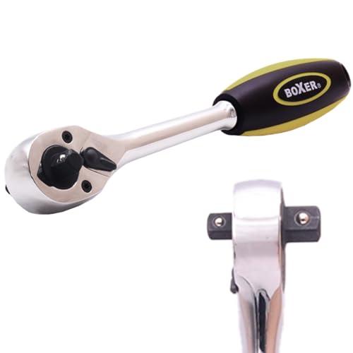 Boxer Werkzeug Dual 3/8 Zoll & 1/2 Zoll Antrieb 72 Zähne Getriebe - Robuster Doppel-Ratschenkopf - Ergonomischer Gummigriff - Einfach zu bedienen von Boxer