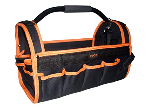 Boxer® Nylon Werkzeugtasche 17" mit Schultergurt - 42,5 x 21,5 x 25 cm, AZO-frei, Komfortgriff, Schwarz/Orange von Boxer