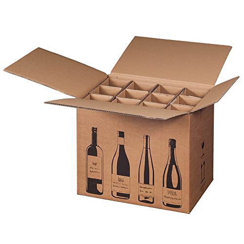 5x Flaschenversandkarton für zwölf Weinflaschen mit DHL-Zertifikat (PTZ) - 12er Weinkarton 5 Stück von Boxolutions