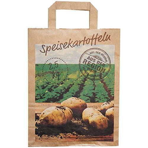Boxolutions 25 Kartoffeltüten - braune Kraft Papiertüten mit Kartoffelmotiv bis 2,5 kg extra stark in 90 g/m2-25 Stück von Boxolutions