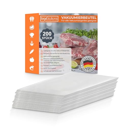 Boxolutions Profi-Vakuumierbeutel für alle Geräte - mit 170µm extra stark und reißfest - 16x45 cm - Wabenstruktur - BPA-Frei - Aromafest - 200 Stück Boxolutions Profi-Vakuumierbeutel für alle Geräte - mit 170µm extra stark und reißfest - 16x45 cm - Wabenstruktur - BPA-Frei - Aromafest - 200 Stück von Boxolutions