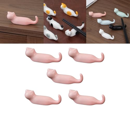 Boxonly Essstäbchenhalter aus Keramik, Set mit 5 Stück, charmantes Katzen-Design, Premium-langlebige Ablage für den Esstisch, multifunktionale Halterung für Essstäbchen, Stifte oder Pinsel, kompakte Boxonly Essstäbchenhalter aus Keramik, Set mit 5 Stück, charmantes Katzen-Design, Premium-langlebige Ablage für den Esstisch, multifunktionale Halterung für Essstäbchen, Stifte oder Pinsel, kompakte von Boxonly