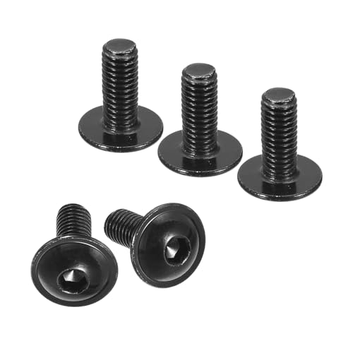 Boxonly Flachkopfschrauben mit Flansch, M5 x 14 mm, 304 Edelstahl, Vollgewinde, Maschinenschrauben für Möbelinstallation (schwarz), 50 Stück von Boxonly