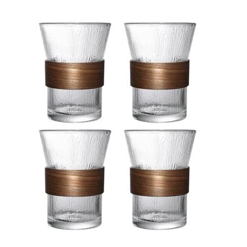 Boxonly Glacier Glas-Kaffeetasse, 4er-Pack mit Hülle, hitzebeständiges Glas, stilvolles Design mit Griff für Kaffee, Tee und kalte Getränke zu Hause oder im Büro von Boxonly