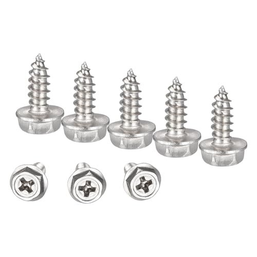 Boxonly Kreuzschlitz-Sechskant-Unterlegscheiben, selbstschneidende Schrauben, M4 x 12 mm, 304 Edelstahl, Sechskant-Flansch, Blechschraube, 100 Stück Boxonly Kreuzschlitz-Sechskant-Unterlegscheiben, selbstschneidende Schrauben, M4 x 12 mm, 304 Edelstahl, Sechskant-Flansch, Blechschraube, 100 Stück von Boxonly