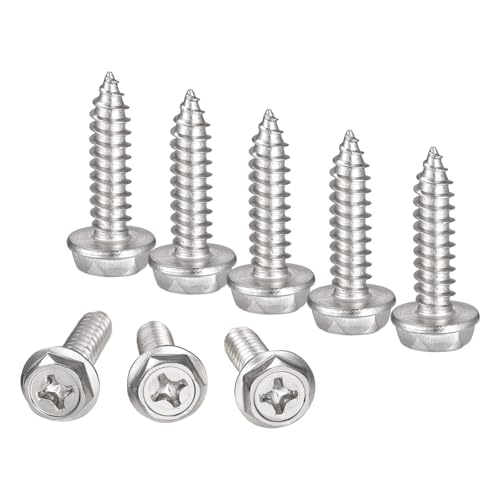 Boxonly Kreuzschlitz-Sechskant-Unterlegscheiben, selbstschneidende Schrauben, M6 x 25 mm, 304 Edelstahl, Sechskant-Flansch, Blechschraube, 10 Stück Boxonly Kreuzschlitz-Sechskant-Unterlegscheiben, selbstschneidende Schrauben, M6 x 25 mm, 304 Edelstahl, Sechskant-Flansch, Blechschraube, 10 Stück von Boxonly
