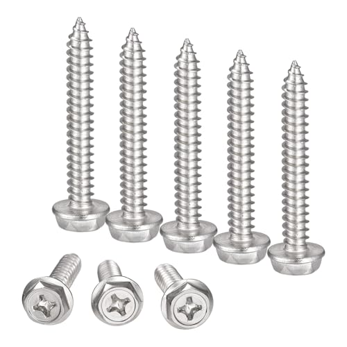 Boxonly Kreuzschlitz-Sechskant-Unterlegscheiben, selbstschneidende Schrauben, M6 x 40 mm, 304 Edelstahl, Sechskant-Flansch, Blechschraube, 10 Stück Boxonly Kreuzschlitz-Sechskant-Unterlegscheiben, selbstschneidende Schrauben, M6 x 40 mm, 304 Edelstahl, Sechskant-Flansch, Blechschraube, 10 Stück von Boxonly