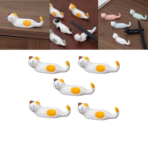 Boxonly Set mit 5 braun-gelben Katzen-Keramik-Essstäbchenablagen – langlebiges und niedliches Katzen-Design, funktional für Esszimmer oder Büro, perfekte Ablage für Essstäbchen, Pinsel oder Stifte Boxonly Set mit 5 braun-gelben Katzen-Keramik-Essstäbchenablagen – langlebiges und niedliches Katzen-Design, funktional für Esszimmer oder Büro, perfekte Ablage für Essstäbchen, Pinsel oder Stifte von Boxonly