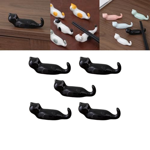 Boxonly Set mit 5 schwarzen Keramik-Essstäbchenablagen – schlankes Katzen-Design für Esszimmer oder Arbeitsplatz, langlebig und funktional, ideal für Essstäbchen, Stifte oder Pinsel, kompakte Größe Boxonly Set mit 5 schwarzen Keramik-Essstäbchenablagen – schlankes Katzen-Design für Esszimmer oder Arbeitsplatz, langlebig und funktional, ideal für Essstäbchen, Stifte oder Pinsel, kompakte Größe von Boxonly