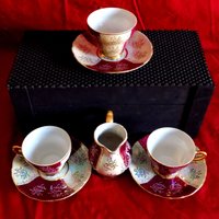 Vintage Brautpaar Espresso Set, China, Lusterware Kaffee Elbro Set von BoxscapeVintage
