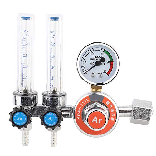 Argon-Druckregler, Argon-Manometer, Zinklegierung, Doppelrohr, Innengewinde, G5/8 Zoll, Schweißgerät, 17 X 17 X 8, Purge Dual von Boxwizard