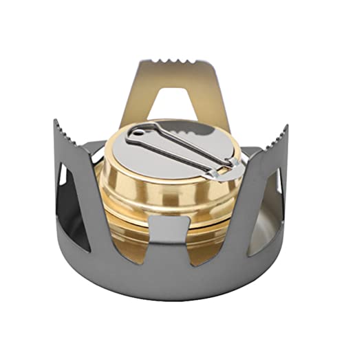 Boxwizard Mini Kupfer Spirituskocher Campingkocher mit Aluminium Ständer Copper Spirit Cooker Tragbarer Campingofen Aluminiumständer für Camping -Wanderreisen(grau) von Boxwizard