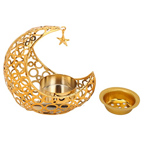 Eid Moon Kerzenhalter aus Metall in Mondform, Metall-Kerzenhalter Mondkerzenständer für Geschenk Festival Tischparty von Boxwizard