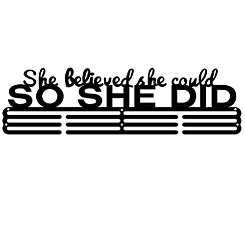 Medaillenhalter Medaillen aufbewahrung Aufhänger für Laufen Halter Display Rack She Believed Could SO SHE DID Wandhalterung Rennläufer Gymnastik Fußball Sport Medaillenrahmen(Schwarz JPJ009) von Boxwizard