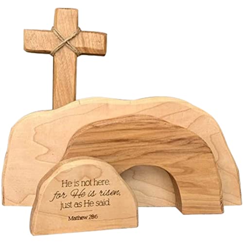 Ostern Auferstehung Szene Ornamente Jesus Krippe Dekorationen Osterszene hölzerndeko Tischdeko Set Geschenk Resurrection -Szene Holzornamente für den Heimtisch Dekoration Christian Figur ornament(1) von Boxwizard