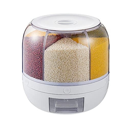 Rundspender für Trockenfutter Zuhause Küchenorganizer 6-Raster 360° drehbarer transparenter Getreidebehälter versiegelte Aufbewahrungsbox für Bohnen Gerste Hirse Reis(#1) von Boxwizard