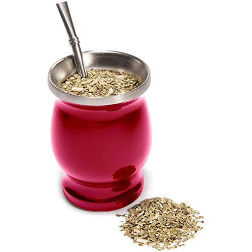 Yerba Mate Gourd Set, Natürliche Handgemachte Yerba Mate Cup Edelstahl Tee Tasse Isolierung Cup(rot) von Boxwizard