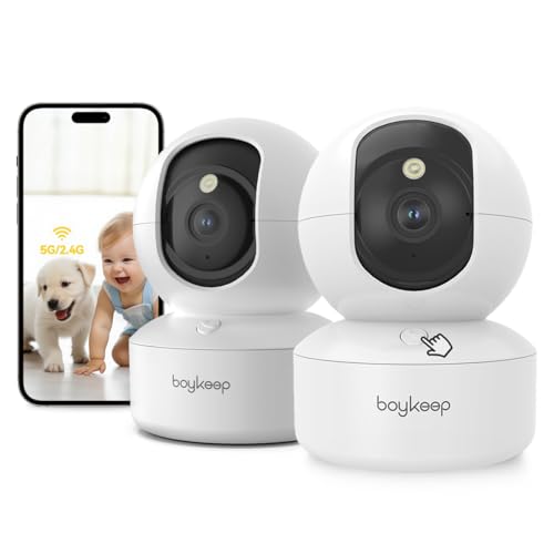 BoyKeep Haustierkamera, 2K 3MP Hundekamera, 360°-WLAN-Kameras mit App, kabellose Überwachungskameras für den Innenbereich, für Babys, Katzen, Welpen, CCTV, 2-Wege-Audio, Nachtsicht von BoyKeep