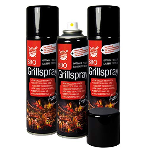 Boyens BBQ-Grillspray (3 Dosen) zum Grillen und Braten Pflegespray für Edelstahl und Gußeisen 200ml Dose Grillspray Trennspray Trennfett Trennmittel von Boyens