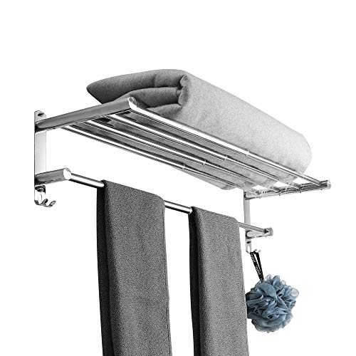 Handtuchhalter Ausziehbar 43-78CM Edelstahl Ohne Bohren Handtuchstange Wand Wandregal Geeignet für Badezimmer küche badetuchhalter (2-Lagiges Regal) von Boyorc