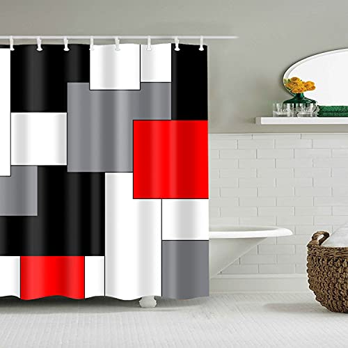 BOYOUTH Duschvorhang mit geometrischem Muster, Digitaldruck, Polyester, wasserdichter Stoff, Badvorhang mit 8 Haken, 119 x 178 cm, mehrfarbig von Boyouth