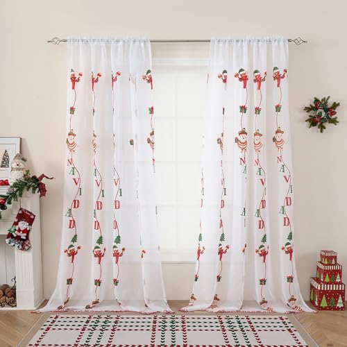 BOYOUTH Transparente Voile-Vorhänge mit Cartoon-Weihnachtsmann und Kaktus, bestickt, für Schlafzimmer, Arbeitszimmer, Wohnzimmer, Fensterdekoration, 2 Stoffbahnen, 130 x 244 cm BOYOUTH Transparente Voile-Vorhänge mit Cartoon-Weihnachtsmann und Kaktus, bestickt, für Schlafzimmer, Arbeitszimmer, Wohnzimmer, Fensterdekoration, 2 Stoffbahnen, 130 x 244 cm von Boyouth