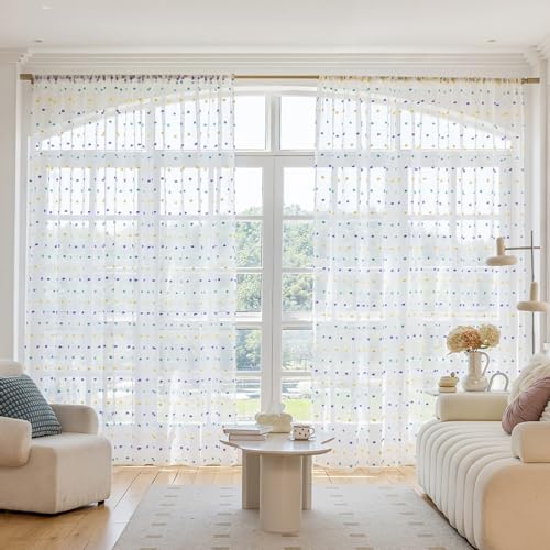BOYOUTH Transparente Voile-Vorhänge und Vorhänge für Schlafzimmer, Küche, Wohnzimmer, dekorativ, 132 x 160 cm, 2 Paneele von Boyouth