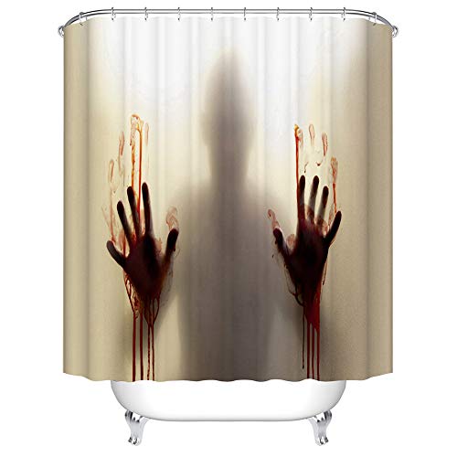 Boyouth Duschvorhänge mit Halloween-Thema, blutige Hände, Horror, Geistmuster, Digitaldruck, für Badezimmer, Dekoration, Polyester, wasserdichter Stoff, mit 12 Haken, 180 x 200 cm, Mehrfarbig Boyouth Duschvorhänge mit Halloween-Thema, blutige Hände, Horror, Geistmuster, Digitaldruck, für Badezimmer, Dekoration, Polyester, wasserdichter Stoff, mit 12 Haken, 180 x 200 cm, Mehrfarbig von Boyouth