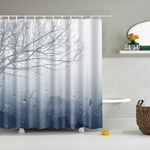 Boyouth Duschvorhang im Boho-Stil, Digitaldruck, für Badezimmer, wasserdicht, Polyester, mit Haken Modern 180 x 180 cm wald von Boyouth