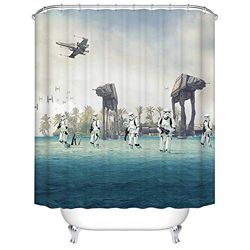 Boyouth Duschvorhang mit Roboter-Muster, Digitaldruck, für Badezimmer, Polyester, wasserdicht, mit 12 Haken, 180 x 180 cm, mehrfarbig von Boyouth