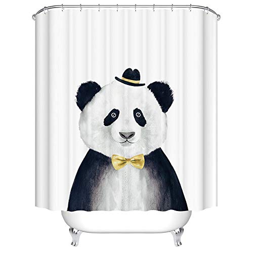 Boyouth Duschvorhang mit süßem Panda-Motiv, Digitaldruck, für Badezimmer, Polyester, wasserdichter Stoff, mit 12 Haken, 180 x 180 cm, Mehrfarbig von Boyouth
