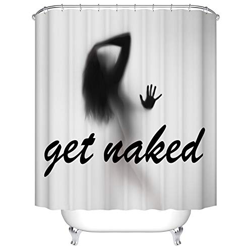 Boyouth Get Naked and Sexy Frauen Schattenmuster Digitaldruck Duschvorhänge für Badezimmer Dekor, Polyester wasserdichter Stoff Badvorhang mit 12 Haken, 180 x 180 cm, mehrfarbig von Boyouth
