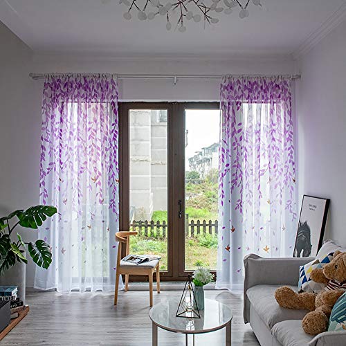 Boyouth Schwalben und Weidenzweige bedruckte Voile-Vorhänge, Stangentaschen, Fenstervorhänge für Schlafzimmer, Wohnzimmer, lila, 2 Paneele, 99 x 198 cm Boyouth Schwalben und Weidenzweige bedruckte Voile-Vorhänge, Stangentaschen, Fenstervorhänge für Schlafzimmer, Wohnzimmer, lila, 2 Paneele, 99 x 198 cm von Boyouth